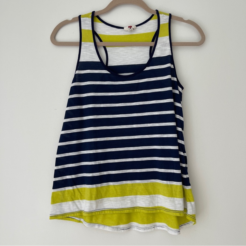 One Clothing‎ Striped Navy and Green Tank Top Sz M